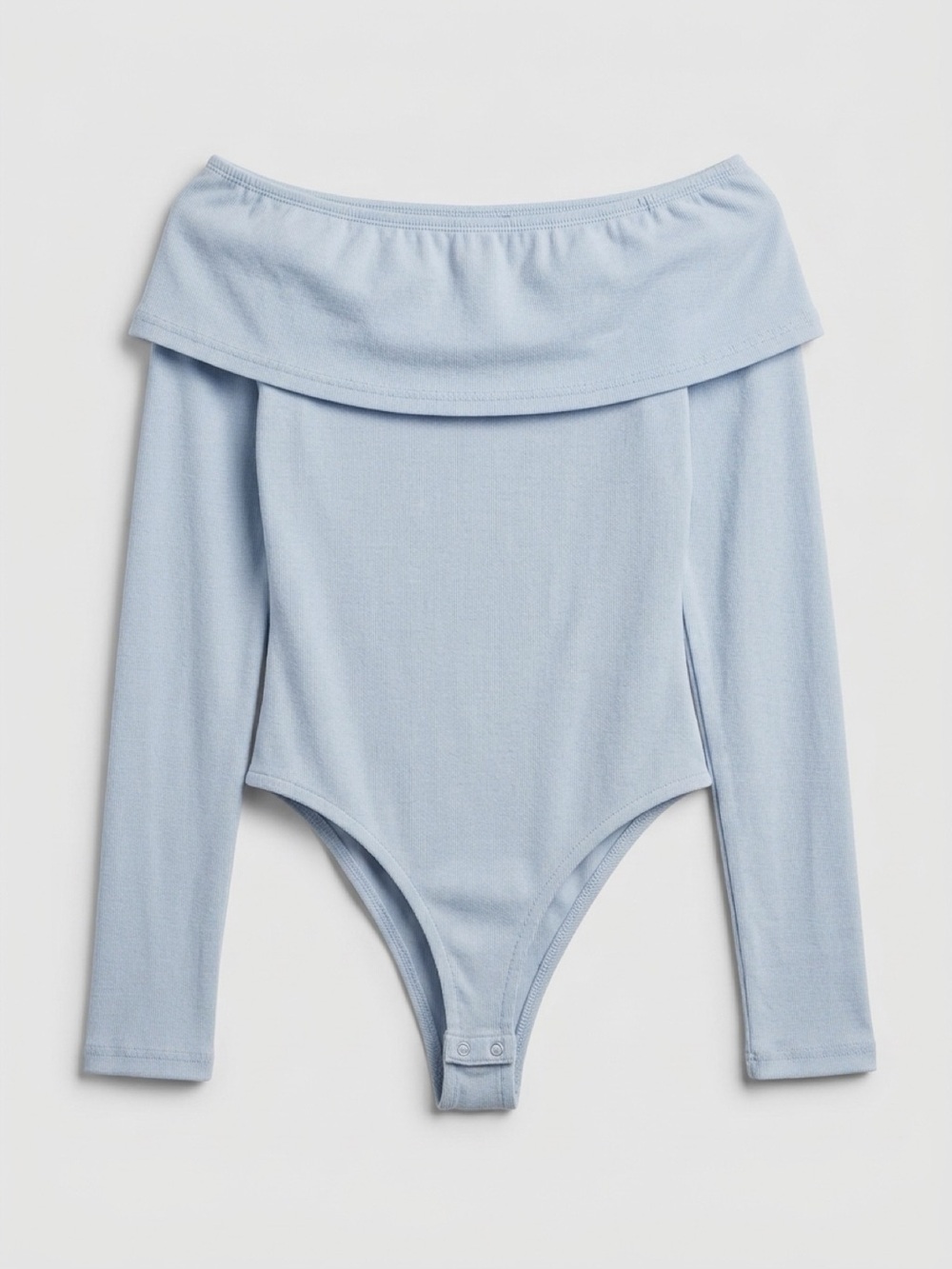 Boohoo Pale Blue Off-Shoulder Long Sleeve Bodysuit